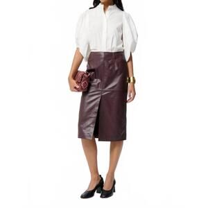 NEW VANESSABRUNO felindra leather skirt in burgundy